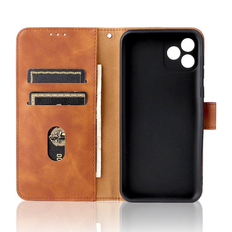 For Blackview Oscal C20 Solid Color Skin Feel Magnetic Buckle Horizontal Flip PU Phone Case(Brown)