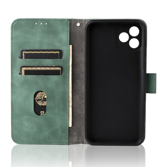 For Blackview Oscal C20 Solid Color Skin Feel Magnetic Buckle Horizontal Flip PU Phone Case(Green)