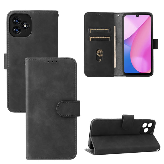 For Blackview Oscal C20 Solid Color Skin Feel Magnetic Buckle Horizontal Flip PU Phone Case(Black)