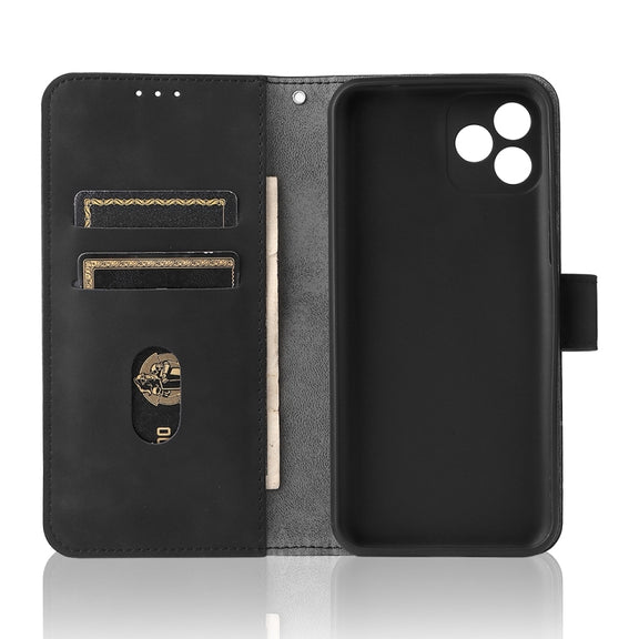 For Blackview Oscal C20 Solid Color Skin Feel Magnetic Buckle Horizontal Flip PU Phone Case(Black)