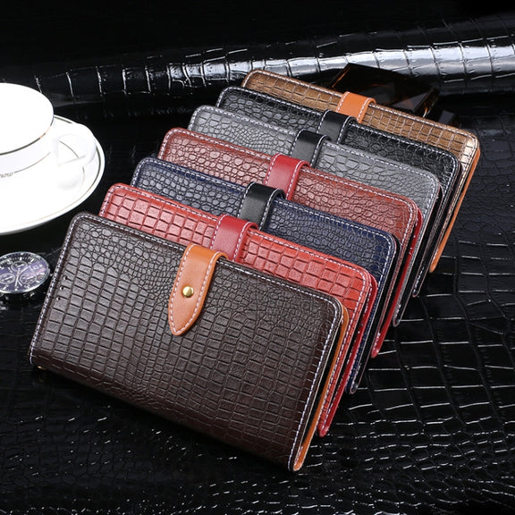 For Oukitel C25 idewei Crocodile Texture Horizontal Flip Leather Phone Case(Black)