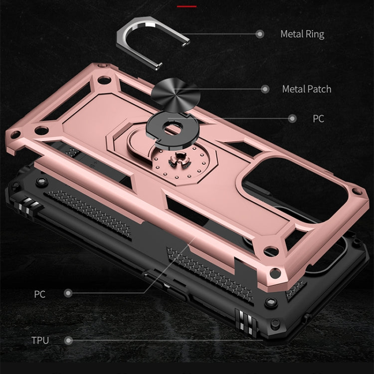 For OPPO Reno5 Z Shockproof TPU + PC Phone Protective Case with 360 Degree Rotating Holder(Rose Gold)