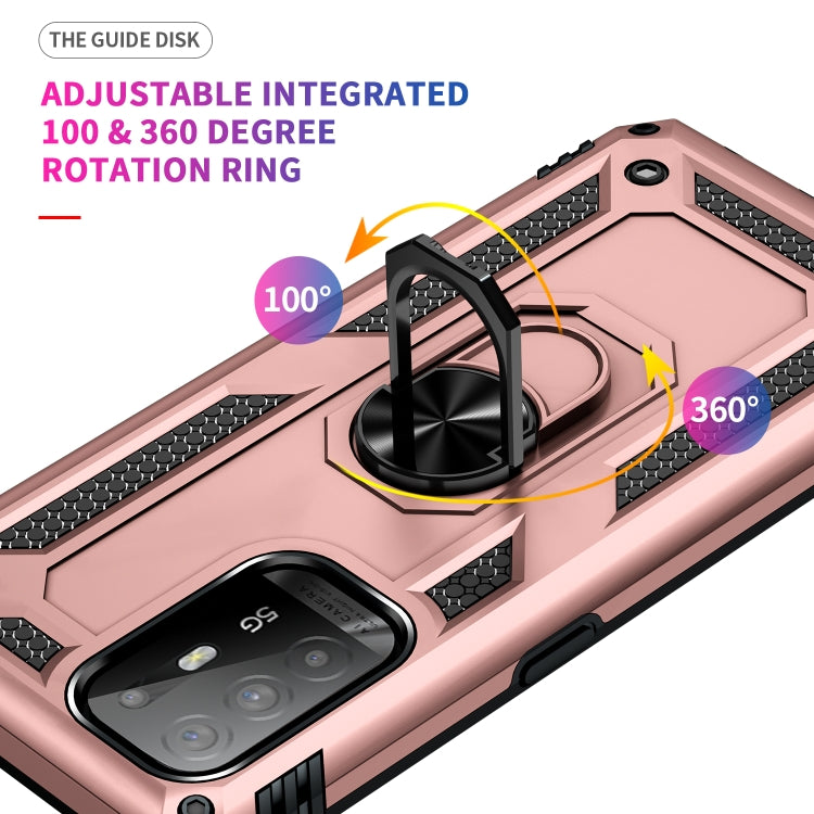 For OPPO Reno5 Z Shockproof TPU + PC Phone Protective Case with 360 Degree Rotating Holder(Rose Gold)