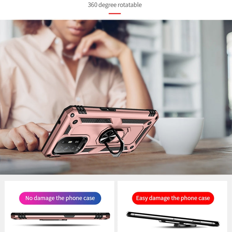 For OPPO Reno5 Z Shockproof TPU + PC Phone Protective Case with 360 Degree Rotating Holder(Rose Gold)