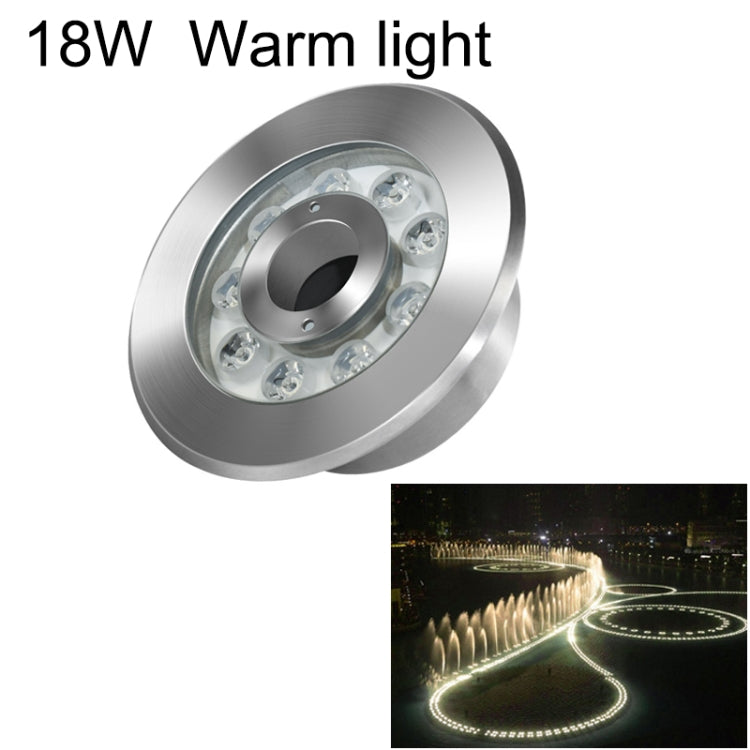 18W Landscape Ring LED Stainless Steel Underwater Fountain Light(Warm Light)