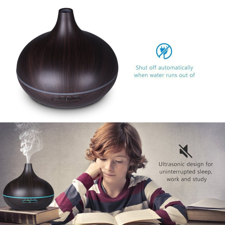 USB 400ml Wood Texture Fragrance Machine Pointed Mouth Humidifier Automatic Alcohol Sprayer with Colorful LED Light(White)