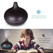USB 400ml Wood Texture Fragrance Machine Pointed Mouth Humidifier Automatic Alcohol Sprayer with Colorful LED Light(Coffee)