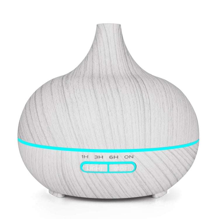 USB 400ml Wood Texture Fragrance Machine Pointed Mouth Humidifier Automatic Alcohol Sprayer with Colorful LED Light & Remote Control(White)