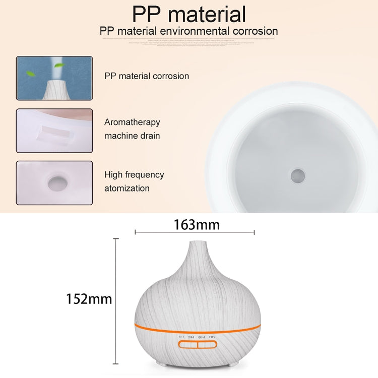 USB 400ml Wood Texture Fragrance Machine Pointed Mouth Humidifier Automatic Alcohol Sprayer with Colorful LED Light & Remote Control(Khaki)