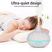 USB 400ml Wood Texture Fragrance Machine Pointed Mouth Humidifier Automatic Alcohol Sprayer with Colorful LED Light & Remote Control(Khaki)