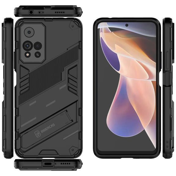 For Xiaomi Redmi Note 11 Pro / Note 11 Pro+ Punk Armor 2 in 1 PC + TPU Shockproof Phone Case with Invisible Holder(Black)