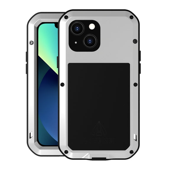 For iPhone 13 mini LOVE MEI Metal Shockproof Life Water-resistant Dustproof Protective Phone Case (Silver)