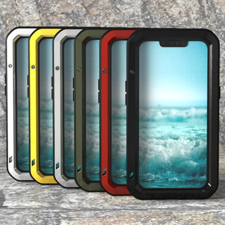 For iPhone 13 mini LOVE MEI Metal Shockproof Life Water-resistant Dustproof Protective Phone Case (Red)