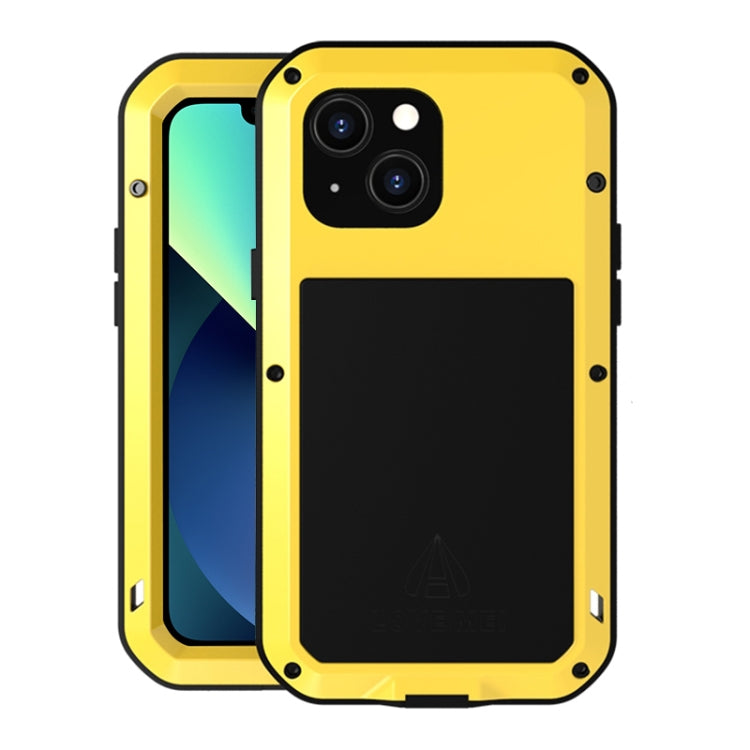 For iPhone 13 mini LOVE MEI Metal Shockproof Life Water-resistant Dustproof Protective Phone Case (Yellow)