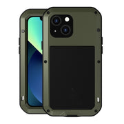 For iPhone 13 mini LOVE MEI Metal Shockproof Life Water-resistant Dustproof Protective Phone Case (Army Green)