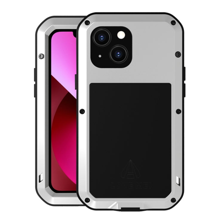 For iPhone 13 LOVE MEI Metal Shockproof Life Water-resistant Dustproof Protective Phone Case(Silver)