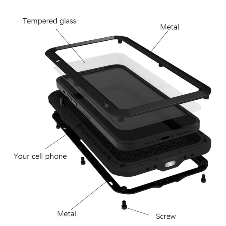 For iPhone 13 LOVE MEI Metal Shockproof Life Water-resistant Dustproof Protective Phone Case(Yellow)