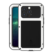 For iPhone 13 Pro LOVE MEI Metal Shockproof Life Water-resistant Dustproof Protective Phone Case (White)
