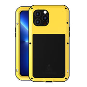 For iPhone 13 Pro Max LOVE MEI Metal Shockproof Life Water-resistant Dustproof Protective Phone Case (Yellow)