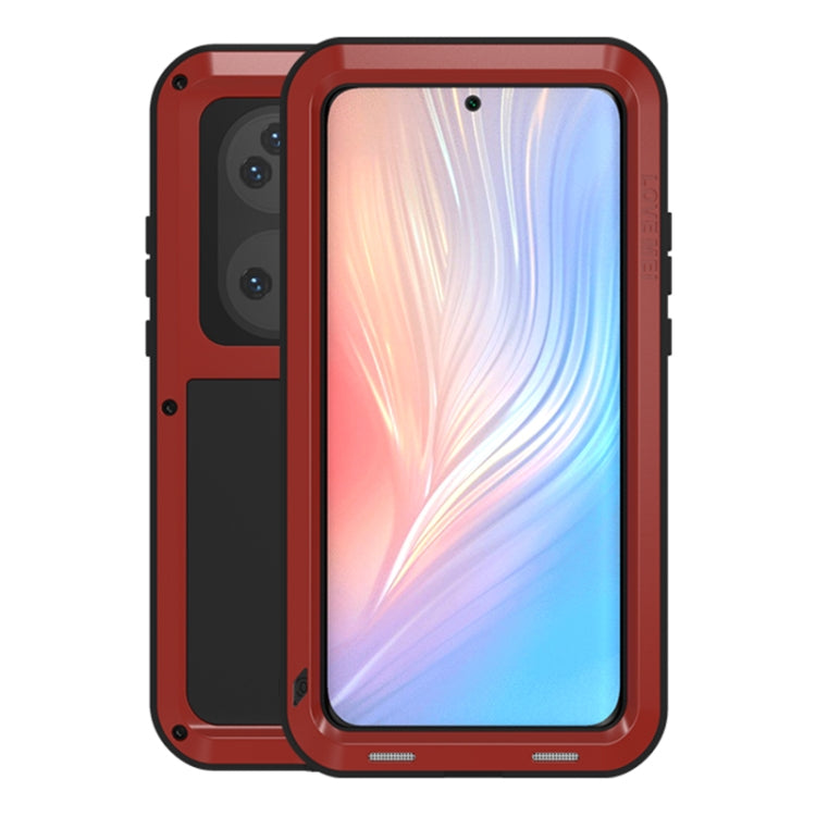 For Huawei P50 Pro LOVE MEI Metal Shockproof Water-resistant Dustproof Protective Phone Case without Glass(Red)