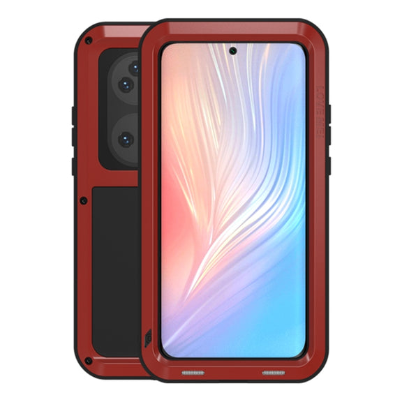 For Huawei P50 Pro LOVE MEI Metal Shockproof Water-resistant Dustproof Protective Phone Case without Glass(Red)