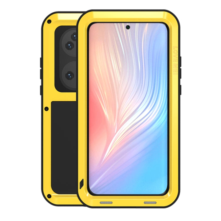 For Huawei P50 Pro LOVE MEI Metal Shockproof Water-resistant Dustproof Protective Phone Case without Glass(Yellow)