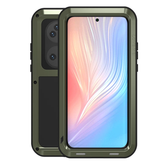 For Huawei P50 Pro LOVE MEI Metal Shockproof Water-resistant Dustproof Protective Phone Case without Glass(Green)