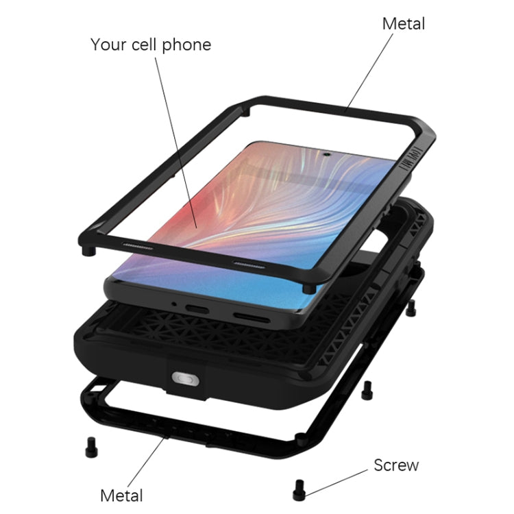 For Huawei P50 Pro LOVE MEI Metal Shockproof Water-resistant Dustproof Protective Phone Case without Glass(Silver)