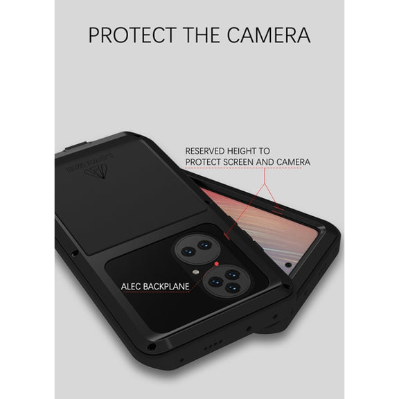 For Huawei P50 Pro LOVE MEI Metal Shockproof Water-resistant Dustproof Protective Phone Case without Glass(Red)