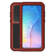 For Huawei P50 LOVE MEI Metal Shockproof Water-resistant Dustproof Protective Phone Case with Glass(Red)