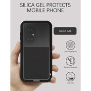 For Huawei P50 LOVE MEI Metal Shockproof Water-resistant Dustproof Protective Phone Case with Glass(Red)