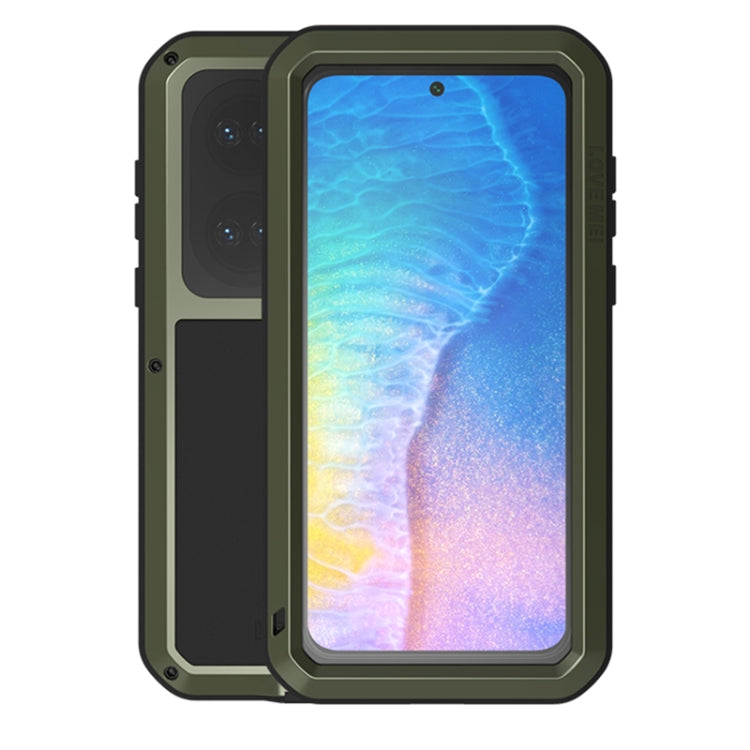 For Huawei P50 LOVE MEI Metal Shockproof Water-resistant Dustproof Protective Phone Case with Glass(Green)