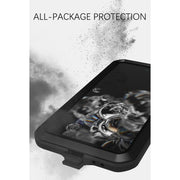 For Samsung Galaxy S21 FE LOVE MEI Metal Shockproof Water-resistant Dustproof Protective Phone Case with Glass(Silver)