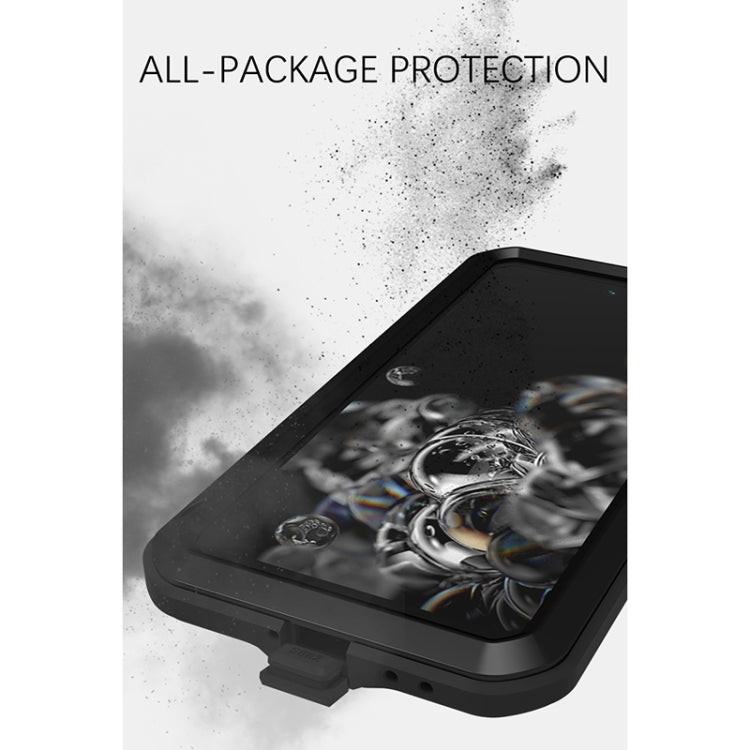 For Samsung Galaxy S21 FE LOVE MEI Metal Shockproof Water-resistant Dustproof Protective Phone Case with Glass(Yellow)