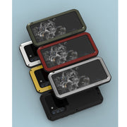 For Samsung Galaxy S21 FE LOVE MEI Metal Shockproof Water-resistant Dustproof Protective Phone Case with Glass(Yellow)