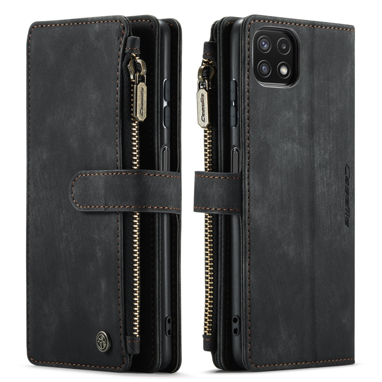 For Samsung Galaxy A22 5G CaseMe-C30 Multifunctional Horizontal Flip PU + TPU Phone Case(Black)