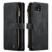 For Samsung Galaxy A22 5G CaseMe-C30 Multifunctional Horizontal Flip PU + TPU Phone Case(Black)