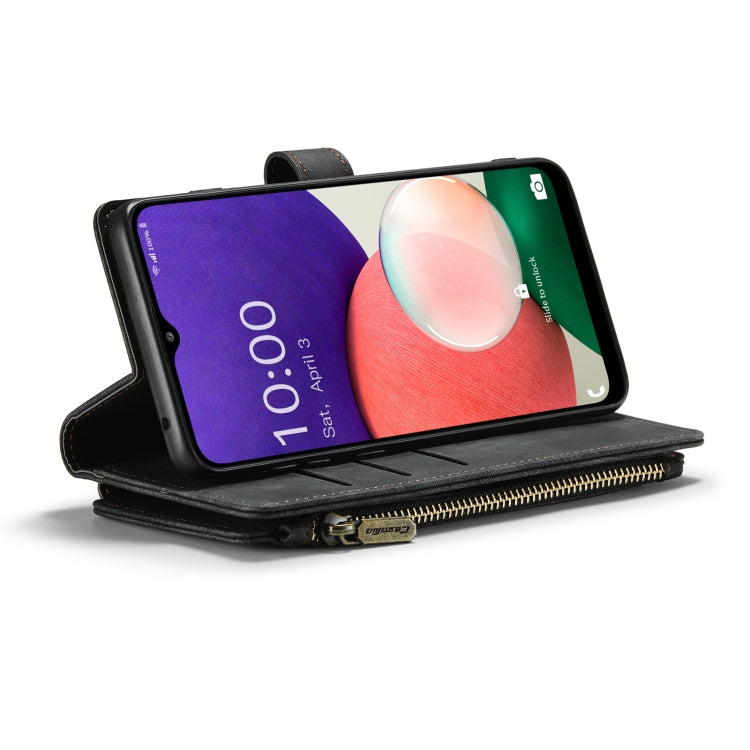 For Samsung Galaxy A22 5G CaseMe-C30 Multifunctional Horizontal Flip PU + TPU Phone Case(Black)