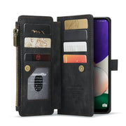 For Samsung Galaxy A22 5G CaseMe-C30 Multifunctional Horizontal Flip PU + TPU Phone Case(Black)