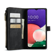 For Samsung Galaxy A22 5G CaseMe-C30 Multifunctional Horizontal Flip PU + TPU Phone Case(Black)