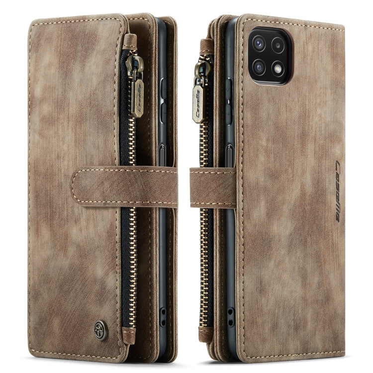 For Samsung Galaxy A22 5G CaseMe-C30 Multifunctional Horizontal Flip PU + TPU Phone Case(Brown)