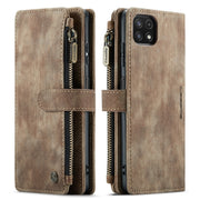 For Samsung Galaxy A22 5G CaseMe-C30 Multifunctional Horizontal Flip PU + TPU Phone Case(Brown)