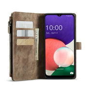 For Samsung Galaxy A22 5G CaseMe-C30 Multifunctional Horizontal Flip PU + TPU Phone Case(Brown)