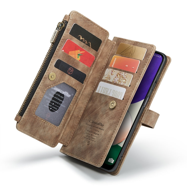 For Samsung Galaxy A22 5G CaseMe-C30 Multifunctional Horizontal Flip PU + TPU Phone Case(Brown)