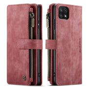 For Samsung Galaxy A22 5G CaseMe-C30 Multifunctional Horizontal Flip PU + TPU Phone Case(Red)