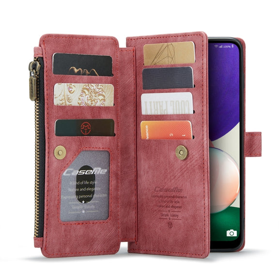 For Samsung Galaxy A22 5G CaseMe-C30 Multifunctional Horizontal Flip PU + TPU Phone Case(Red)