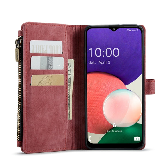 For Samsung Galaxy A22 5G CaseMe-C30 Multifunctional Horizontal Flip PU + TPU Phone Case(Red)