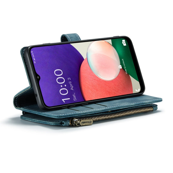 For Samsung Galaxy A22 5G CaseMe-C30 Multifunctional Horizontal Flip PU + TPU Phone Case(Blue)