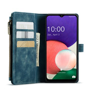 For Samsung Galaxy A22 5G CaseMe-C30 Multifunctional Horizontal Flip PU + TPU Phone Case(Blue)