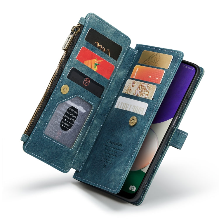 For Samsung Galaxy A22 5G CaseMe-C30 Multifunctional Horizontal Flip PU + TPU Phone Case(Blue)